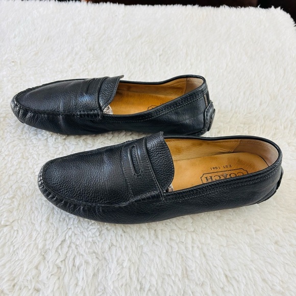 Coach Neal Men\'s Classic Black Pebble Leather Slip-Ons Loafers Driving Shoes 12M main image 12
